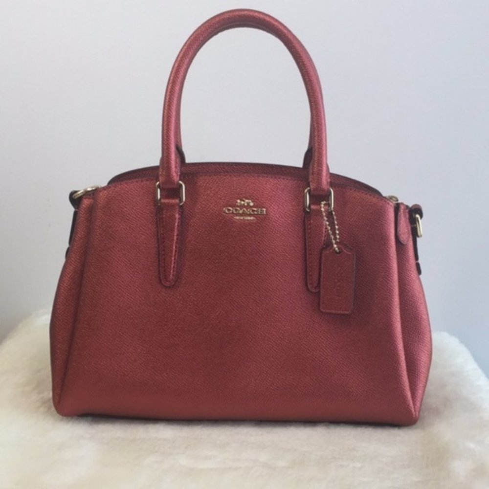 COACH Rusty Metallic Red Leather Carryall bag